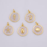 Enamel Ocean beach charm selection fish clam shell puka star fish 18K Gold Filled for Charm Bar Bracelets and Necklaces CZ Minimalist Charms