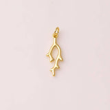 Tree Branch Coral Seaweed Charm 10x18mm Ocean Beach Nature 22k Gold Filled Charms Bracelet Necklace Pendant Minimalist Charms CZ Pave