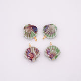 Ceramic Sea Shell Charm Colorful ceramic clam oyster shell charms handmade painted porcelain vintage necklace bracelet jewelry making supply