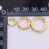 18k Gold Filled Round Carabiner Clasp 11mm 15mm 18mm, Carabiner Lock Connector, Spring Push Gate for DIY Jewelry Finding Necklace Bracelet