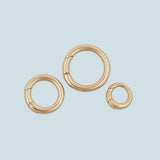 18k Gold Filled Round Carabiner Clasp 11mm 15mm 18mm, Carabiner Lock Connector, Spring Push Gate for DIY Jewelry Finding Necklace Bracelet