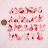 Gold letter Charms,18K Gold Filled Enamel letter Pendant,Pink initial Charm Bracelet Necklace for DIY Jewelry Making Supply Bubble Alphabet