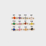5mm 18K gold filled birthstone connectors solitaire diamond square connector charms round made in usa 1420 14/20 gold filled
