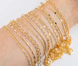22k gf dainty selection minimalist bracelet chains • figaro satellite cube oval fancy heart bracelets in gold • bridesmaid gifts