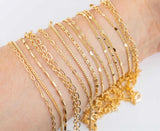 22k gf dainty selection minimalist bracelet chains • figaro satellite cube oval fancy heart bracelets in gold • bridesmaid gifts