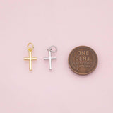 Plain cross charm 18K Gold Filled Silver for Charm Bar Bracelets and Necklaces Charms Gold Filled Charms