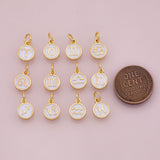 Zodiac Signs Horoscope white enamel Charms 18K Gold Filled for Charm Bar Bracelets and Necklaces Gold Pave CZ Minimalist Charms