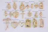 18K gold filled charms charm selection pave cz cubic zirconia! sun moon cross butterfly rose cactus ribbon heart shell clam ship! 1420 gf