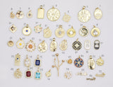 18K gold filled charms selection charm pave cz 18K gf bracelet necklace! sunflower flower rose wreath 1420 14/20 gold filled