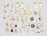 18K gold filled charms selection charm pave cz 18K gf bracelet necklace! sunflower flower rose wreath 1420 14/20 gold filled