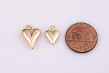 18k gold filled 16mm long puffed heart puffy heart minimalist heart charm | ag196