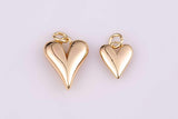18k gold filled 16mm long puffed heart puffy heart minimalist heart charm | ag196