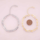 Charm Bar Bracelet Gold Filled Silver Bracelet Paperclip Flat Chain 6x14mm