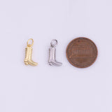Cowboy Boots Country Western Charm 12x8mm 18K Gold Filled for Charm Bar Bracelets and Necklaces White Gold Silver Pave CZ Minimalist Charms