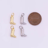 Cowboy Boots Country Western Charm 12x8mm 18K Gold Filled for Charm Bar Bracelets and Necklaces White Gold Silver Pave CZ Minimalist Charms
