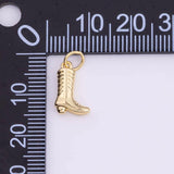 Cowboy Boots Country Western Charm 12x8mm 18K Gold Filled for Charm Bar Bracelets and Necklaces White Gold Silver Pave CZ Minimalist Charms