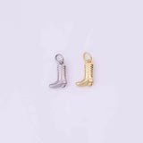 Cowboy Boots Country Western Charm 12x8mm 18K Gold Filled for Charm Bar Bracelets and Necklaces White Gold Silver Pave CZ Minimalist Charms