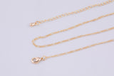 16" 22k Gold Filled Dainty Figaro Italian Necklace Chain with 2" Extender 1.7mm