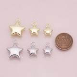 Star charms 3 sizes small medium large charm 18k Gold Filled Charm Bar Bracelets and Necklaces Silver Pave CZ Minimalist Charms
