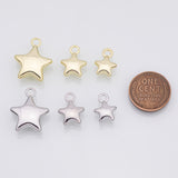 Star charms 3 sizes small medium large charm 18k Gold Filled Charm Bar Bracelets and Necklaces Silver Pave CZ Minimalist Charms