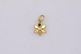 18k GF Small Flower Daisy Charm 7mm Bracelet Charm Necklace Pendant Minimalist Charms CZ Pave 18K Gold Filled