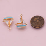 Sail boat sailing boat charm enamel 18K Gold Filled Charm for Charm Bar Bracelets and Necklaces Charms Gold Filled Charms Minimalist CZ Pave