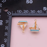 Sail boat sailing boat charm enamel 18K Gold Filled Charm for Charm Bar Bracelets and Necklaces Charms Gold Filled Charms Minimalist CZ Pave