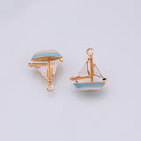 Sail boat sailing boat charm enamel 18K Gold Filled Charm for Charm Bar Bracelets and Necklaces Charms Gold Filled Charms Minimalist CZ Pave
