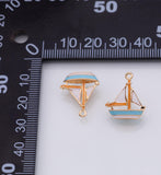 Sail boat sailing boat charm enamel 18K Gold Filled Charm for Charm Bar Bracelets and Necklaces Charms Gold Filled Charms Minimalist CZ Pave