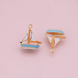 Sail boat sailing boat charm enamel 18K Gold Filled Charm for Charm Bar Bracelets and Necklaces Charms Gold Filled Charms Minimalist CZ Pave