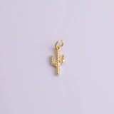 22k gold filled cactus charm 7x15mm bracelet necklace pendant minimalist charms cz pave