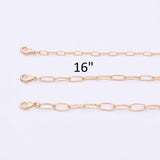 16" 22k Gold Filled Necklace Charm Bar Necklace Gold Paperclip Necklace Round 3 Size