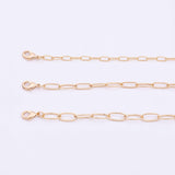 16" 22k Gold Filled Necklace Charm Bar Necklace Gold Paperclip Necklace Round 3 Size