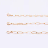 16" 22k Gold Filled Necklace Charm Bar Necklace Gold Paperclip Necklace Round 3 Size