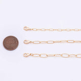 16" 22k Gold Filled Necklace Charm Bar Necklace Gold Paperclip Necklace Round 3 Size