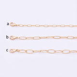 16" 22k Gold Filled Necklace Charm Bar Necklace Gold Paperclip Necklace Round 3 Size