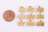 Tiny angel number tag charm gold dainty lucky number pendant 111, 222, 333, 444, 555, 666, 777, 888, 999 for jewelry making supply ag606