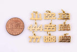 Tiny angel number tag charm gold dainty lucky number pendant 111, 222, 333, 444, 555, 666, 777, 888, 999 for jewelry making supply ag606