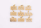 Tiny angel number tag charm gold dainty lucky number pendant 111, 222, 333, 444, 555, 666, 777, 888, 999 for jewelry making supply ag606