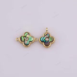 18k GF real abalone flower connector charm 11.2mm charms connectors for bracelet making 18K Gold Filled