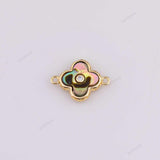 18k GF real abalone flower connector charm 11.2mm charms connectors for bracelet making 18K Gold Filled