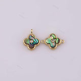 18k GF real abalone flower connector charm 11.2mm charms connectors for bracelet making 18K Gold Filled