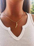 18k gold filled italian horn charm 35mm chili pepper charms pendant, good luck amulet, pendant jewelry necklace supply j-661
