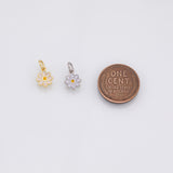 Flower daisy charm 18k Gold Filled Charm Bar Bracelets and Necklaces Silver Pave CZ Minimalist Charms