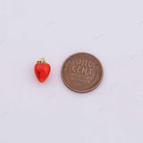 18k GF Strawberry Charm 7x11mm for Charm Bar Bracelets and Necklaces Gold Pave CZ Minimalist Charms 18K Gold Filled