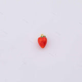 18k GF Strawberry Charm 7x11mm for Charm Bar Bracelets and Necklaces Gold Pave CZ Minimalist Charms 18K Gold Filled