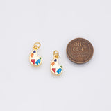 Color pallet painting painter charm Enamel Charm 18k Gold Filled Silver Charm Bar Bracelets and Necklaces Silver Pave CZ Minimalist Charms