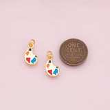 Color pallet painting painter charm Enamel Charm 18k Gold Filled Silver Charm Bar Bracelets and Necklaces Silver Pave CZ Minimalist Charms