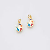 Color pallet painting painter charm Enamel Charm 18k Gold Filled Silver Charm Bar Bracelets and Necklaces Silver Pave CZ Minimalist Charms