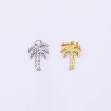 Palm Trees Coconut Tree Charm 13x20mm 18K Gold Filled for Charm Bar Bracelets and Necklaces Gold Silver Pave CZ Minimalist Charms